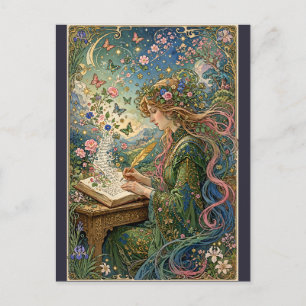 Cartão Postal Escrevendo o Mundo Art Nouveau