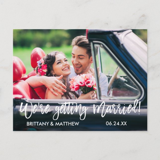 Cartão Postal Escrita em Pincel Salve a data em que nos casamos (Frente)