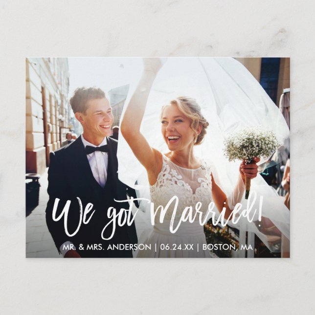 Cartão Postal Escrito Moderno De Pincel Casado (Frente)