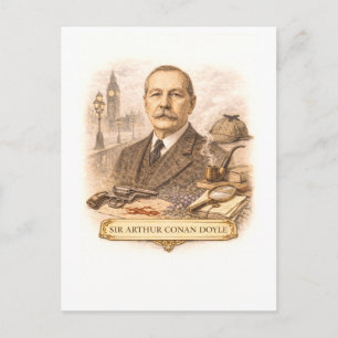 Cartão Postal Escritor Sir Arthur Conan Doyle em estilo retrô