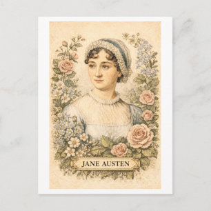 Cartão Postal Escritora Jane Austen ao Estilo Vintage