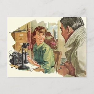 Cartão Postal Escritório de Negócios da Vintage, CEO Boss e Se