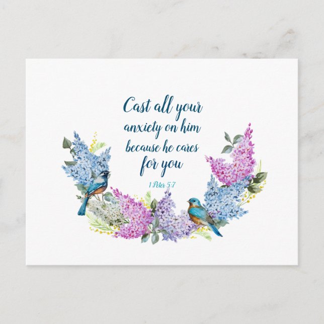 Cartão Postal Escritura 1 Peter 5:7 (Frente)