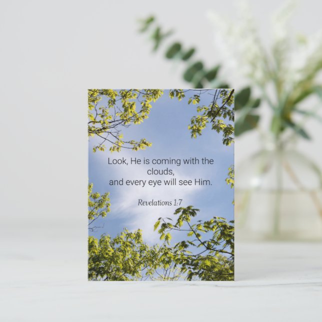 Cartão Postal Escritura, Apocalipse 1:7, (Em pé/Frente)