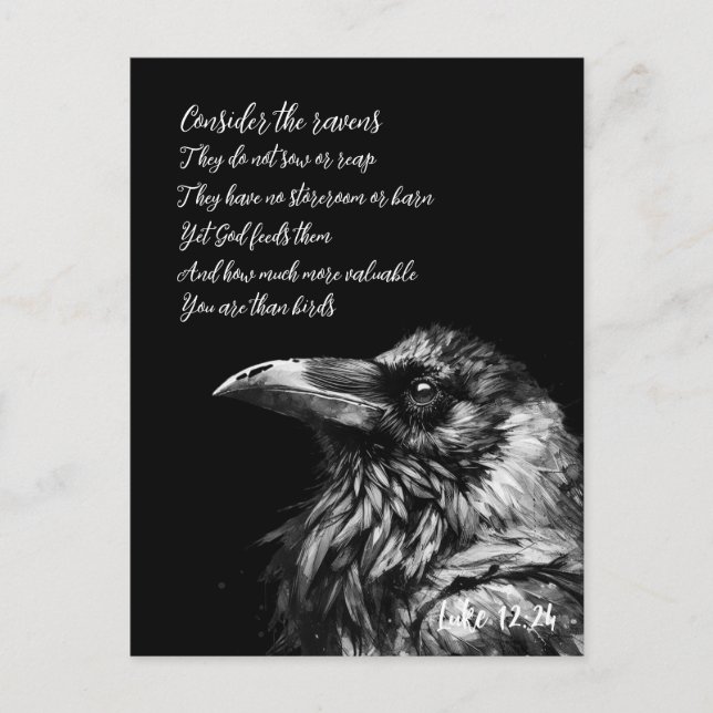 Cartão Postal Escritura de bíblia Luke 12:24 (Frente)