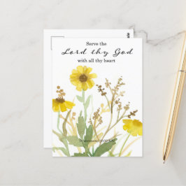 Cartão Postal Escritura de Deuteronomia de bíblia Amarelo Flores