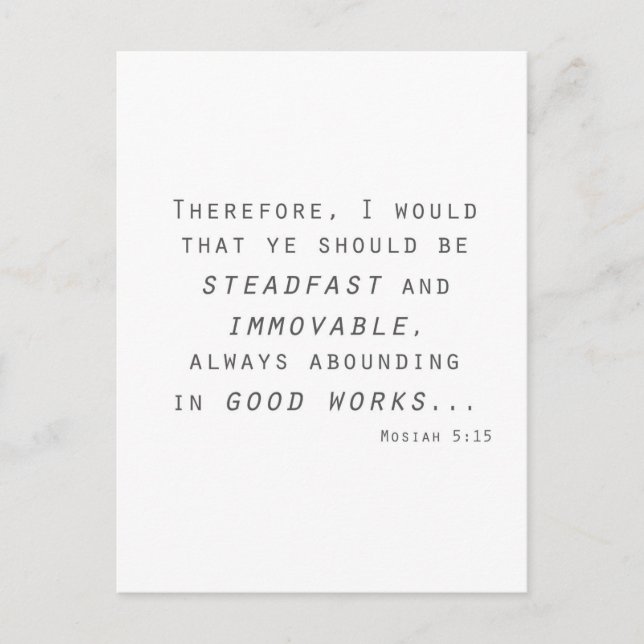 Cartão Postal escritura de mosiah lds imóvel stadfast (Frente)