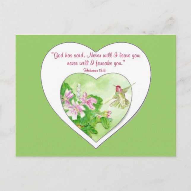 Cartão Postal Escritura Hebraica 19:5 Nunca te deixarei (Frente)