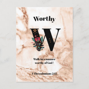 Cartão Postal Escritura Personalizada do Mármaco Coral W Monogra