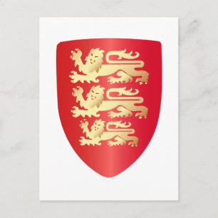 Cartão Postal Escudo do Leão Coroado de Ricardo em vermelho + ou