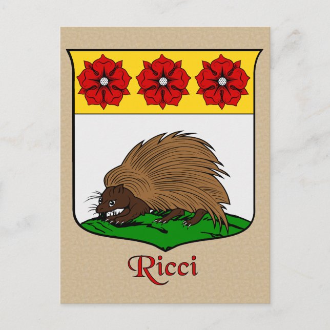 Cartão Postal Escudo Heraldico da Família Ricci (Frente)