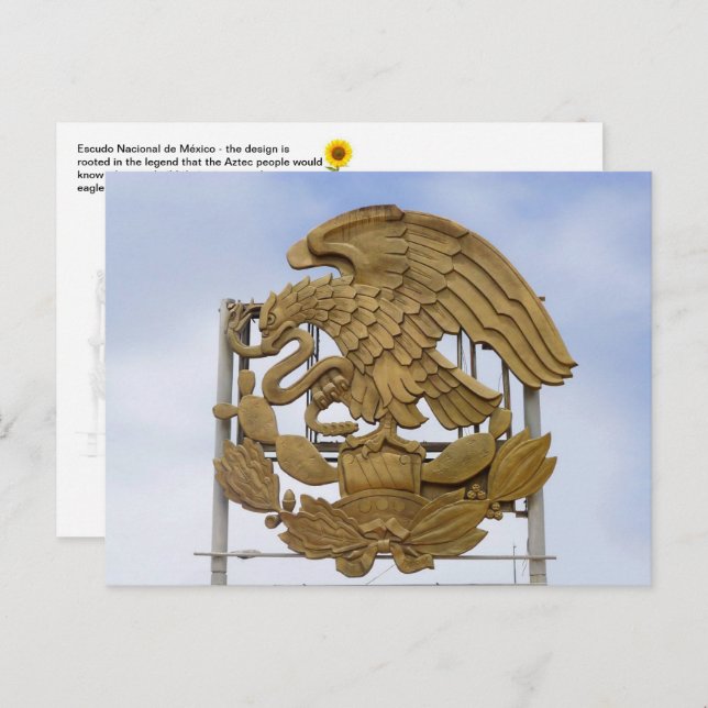 Cartão Postal Escudo Nacional de México, Ensenada, BC - (Frente/Verso)