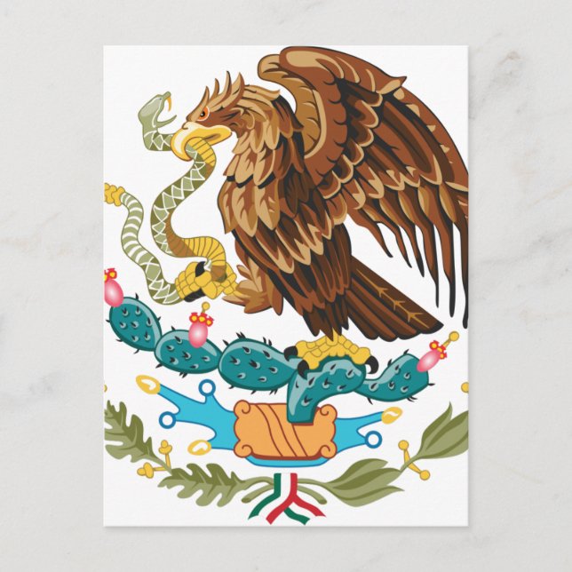 Cartão Postal Escudo Nacional do México - Emblema Mexicano (Frente)