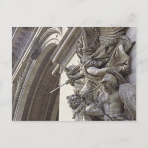 Cartão Postal Escultura de alivio no Arc de Triomphe em Paris,