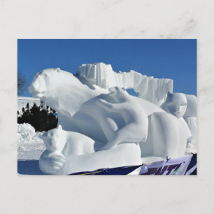 Cartão Postal Escultura de Neve do Urso Polar, Quebec, Canadá