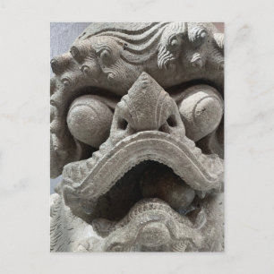 Cartão Postal Escultura de Rocha de Granito do Dragão Cachorro F
