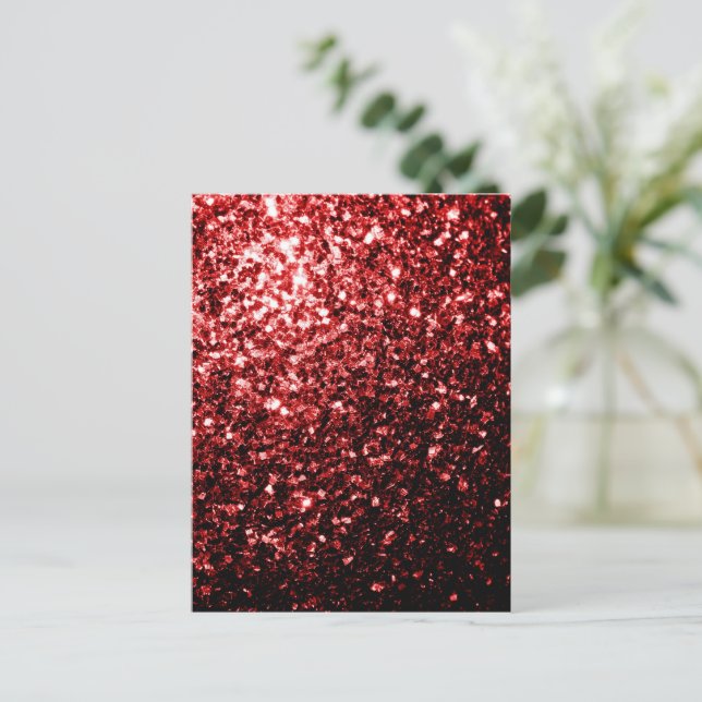 Cartão Postal Escuro Vermelho Escuro Glitter brilha Glamor (Em pé/Frente)