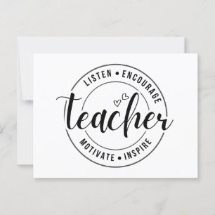 Cartão Postal "Escute, encoraje, motive, inspire" Professora Gra
