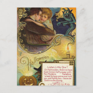 Cartão Postal Escute o pequeno no dia das bruxas