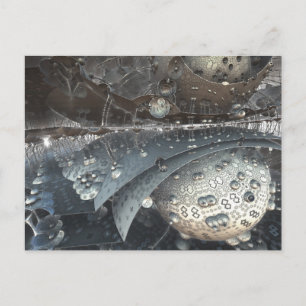 Cartão Postal esferas espelhadas postal fractal