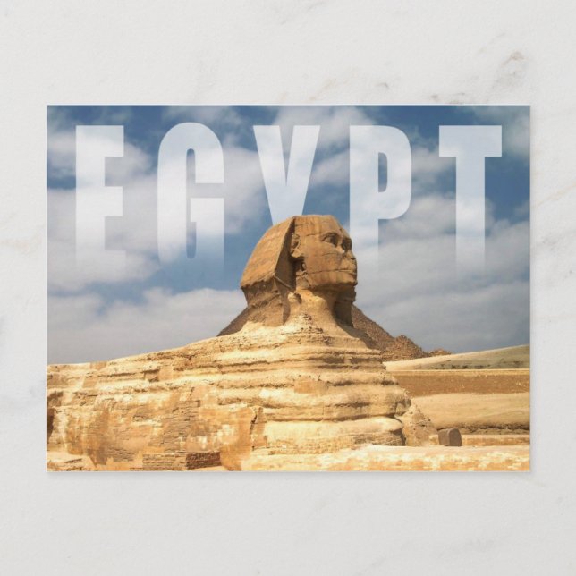 Cartão Postal Esfinge excelente de Giza no Egito (Frente)