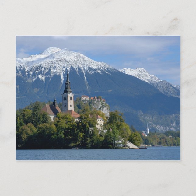 Cartão Postal Eslovênia, Bled, Lago Bled, Ilha Bled, Bled (Frente)
