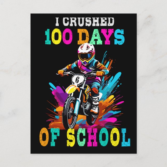 Cartão Postal Esmagei 100 dias na escola Motocross (Frente)