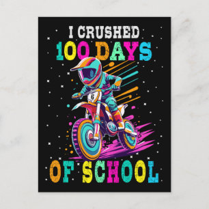 Cartão Postal Esmagei 100 dias na escola Motocross