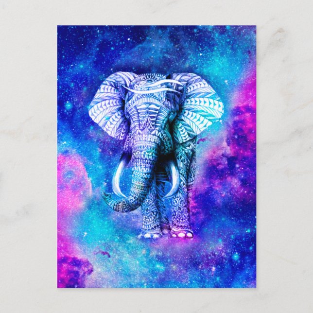 Cartão Postal Espaço da Nebulosa do Elefante hipster (Frente)