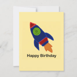 Cartão Postal 🚀 Espaçonave Foguete Feliz Aniversário 