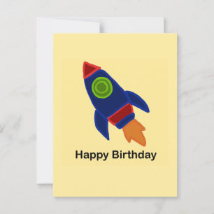 Cartão Postal 🚀 Espaçonave Foguete Feliz Aniversário
