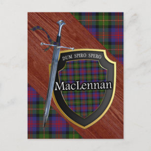 Cartão Postal Espada e Escudo do Clan MacLennan Tartan