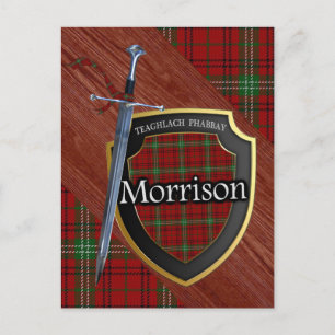 Cartão Postal Espada e Escudo do Clan Morrison Tartan