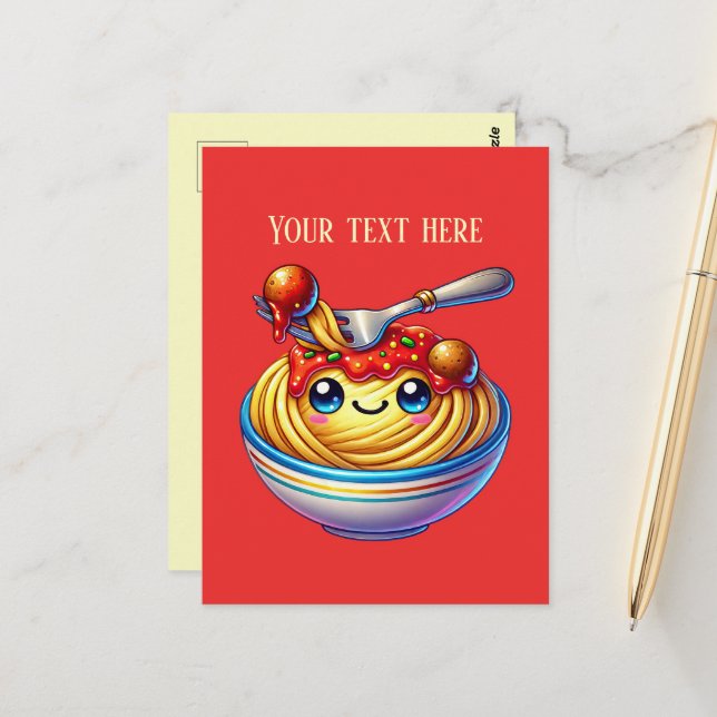 Cartão Postal Espaguete bonito ama italiano (Frente/Verso In Situ)