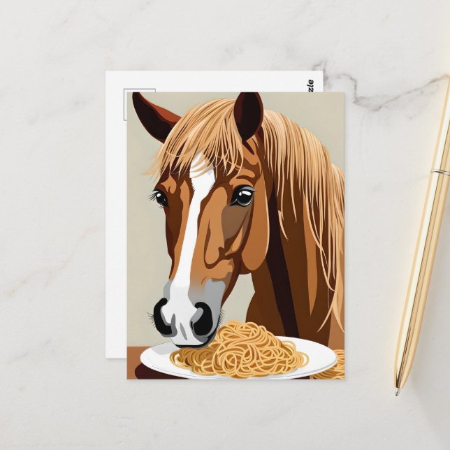 Cartão Postal espaguete comedor de cavalos (Frente/Verso In Situ)