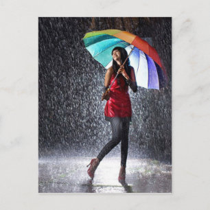 Cartão Postal Espalhando Na Chuva