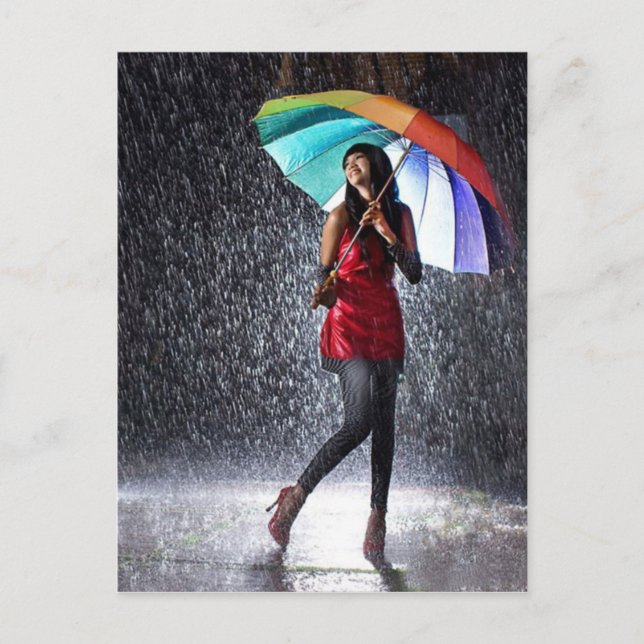 Cartão Postal Espalhando Na Chuva (Frente)