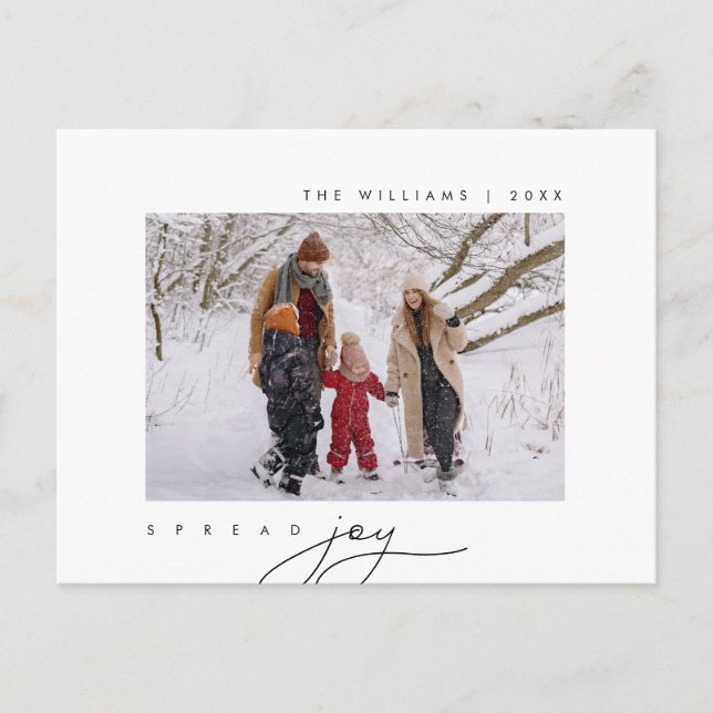 Cartão Postal Espalhar alegria, Feliz Natal, Foto da Família (Frente)