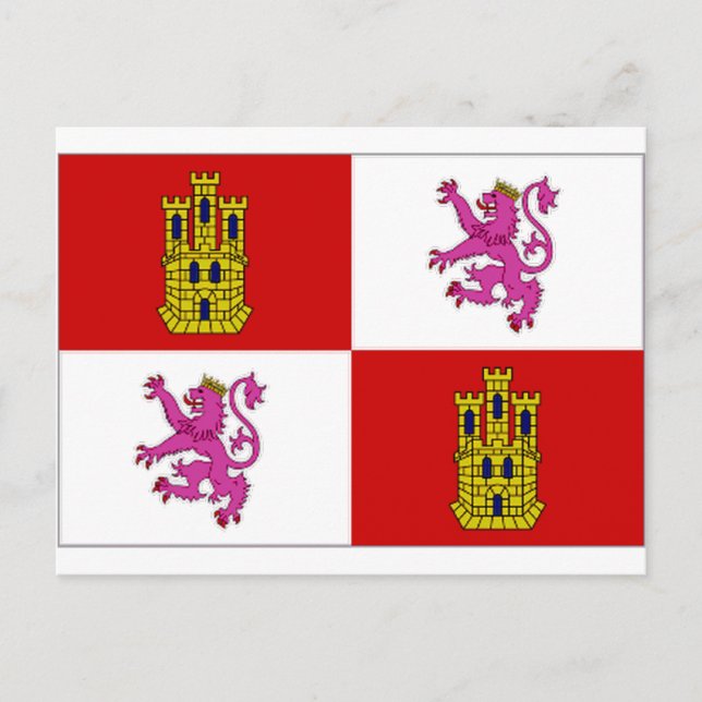 Cartão Postal Espanha Castilla Leon Flag (Frente)