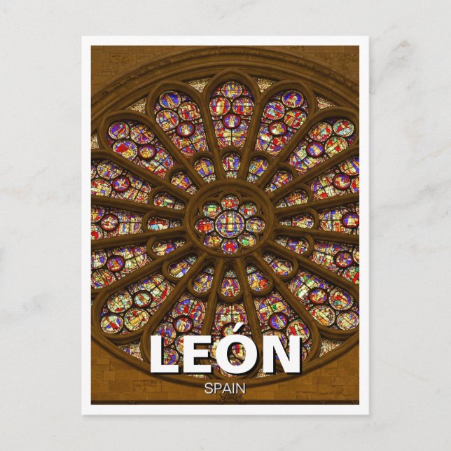 Cartão Postal Espanha da Catedral de León (Frente)