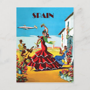 Cartão Postal Espanha, dança tradicional e música, companhia a