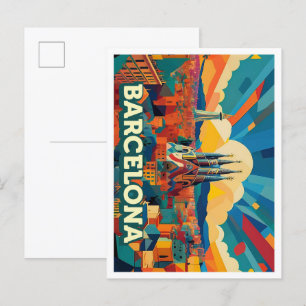 Cartão Postal Espanha de Barcelona colorida