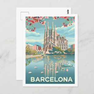 Cartão Postal Espanha de Barcelona Famoso Local de Viagens vinta