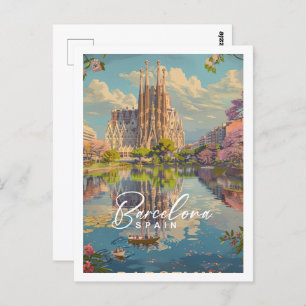 Cartão Postal Espanha de Barcelona Famoso Local de Viagens vinta