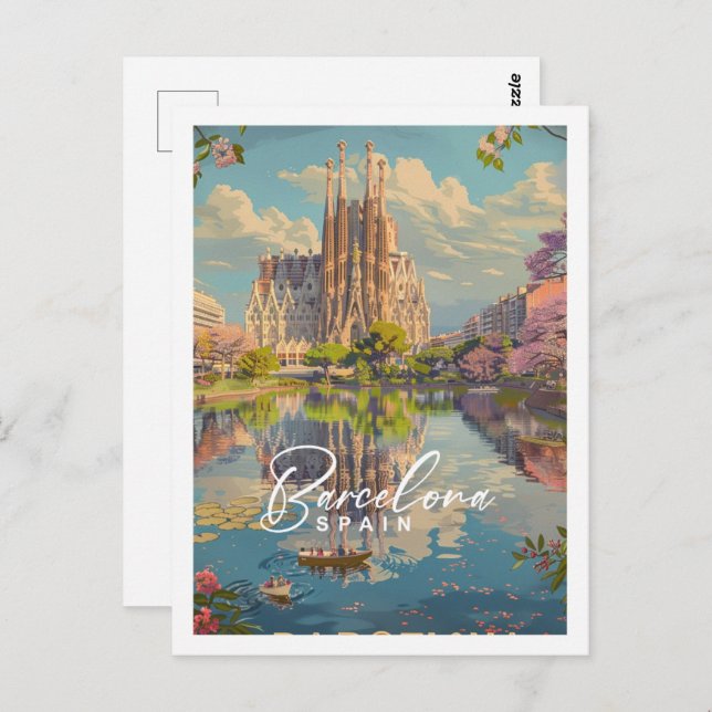 Cartão Postal Espanha de Barcelona Famoso Local de Viagens vinta (Frente/Verso)