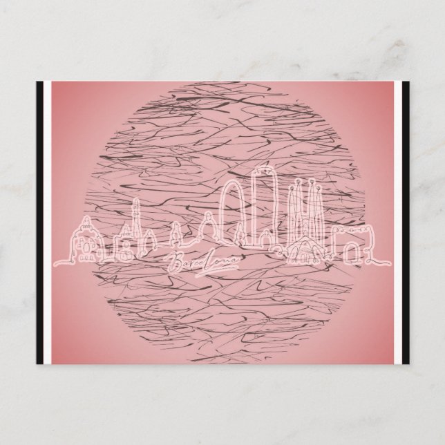 Cartão Postal Espanha de Barcelona Pink City Skyline Viagem (Frente)