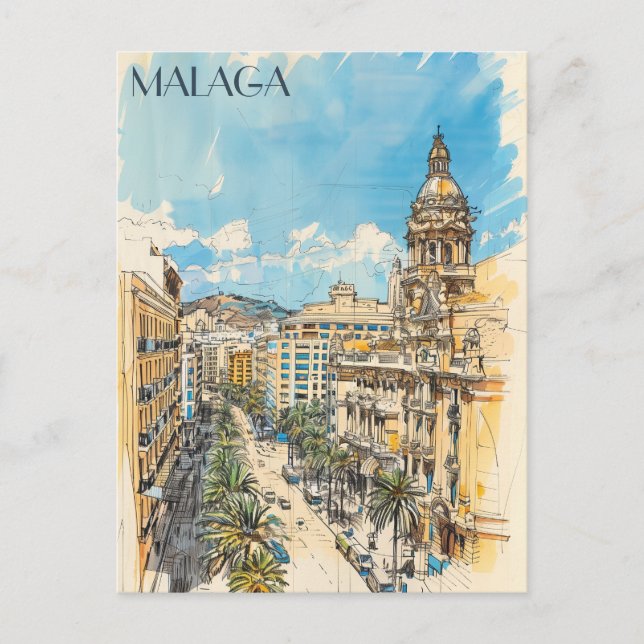 Cartão Postal Espanha de Málaga (Frente)