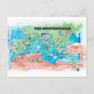 Cartão Postal Espanha de Mapa do Cruzeiro do Mediterrâneo Itália