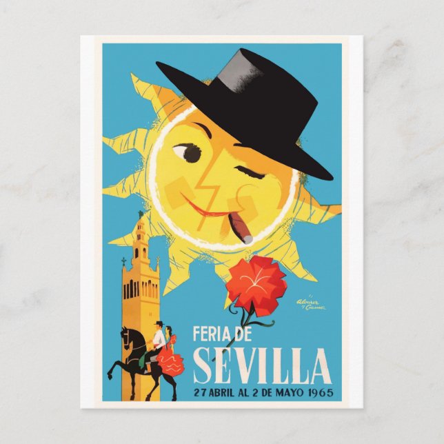Cartão Postal espanha de Sevilha, 1965, April Fair Poster (Frente)