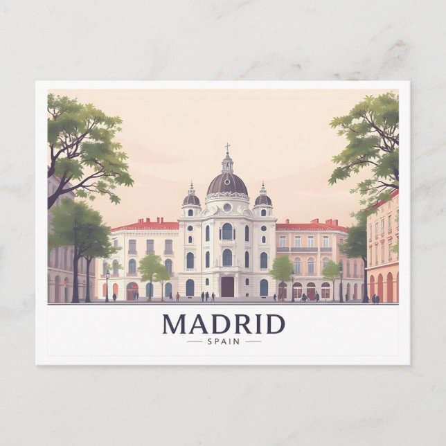 Cartão Postal Espanha do Palácio Real de Madrid Viagem Design (Frente)